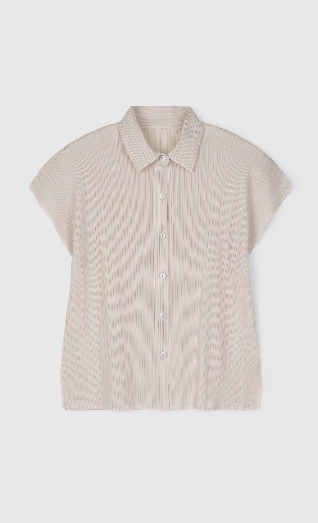 tinted collard pleated shirts_lightbeige