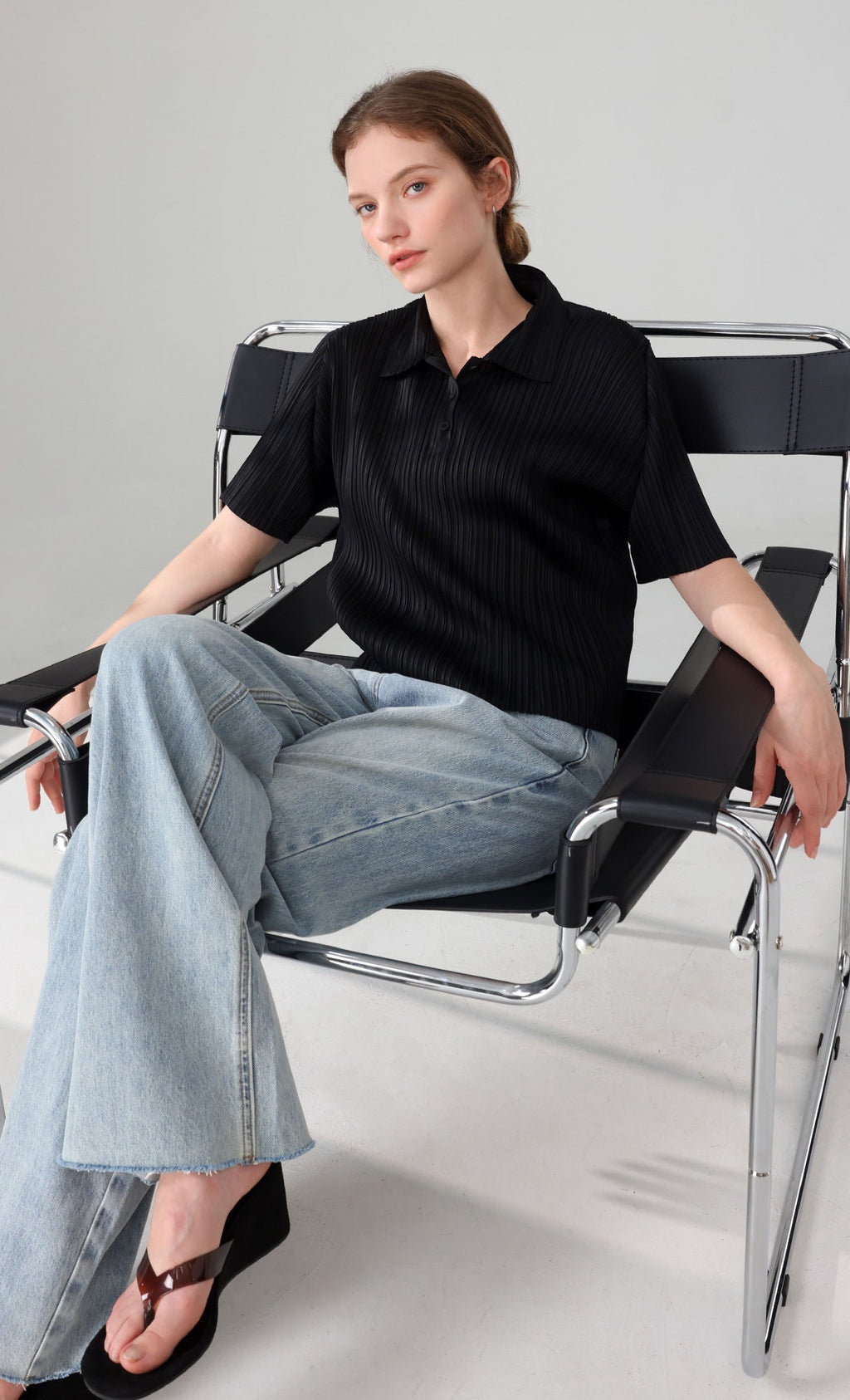 Essen Collard pleated Shirts_black