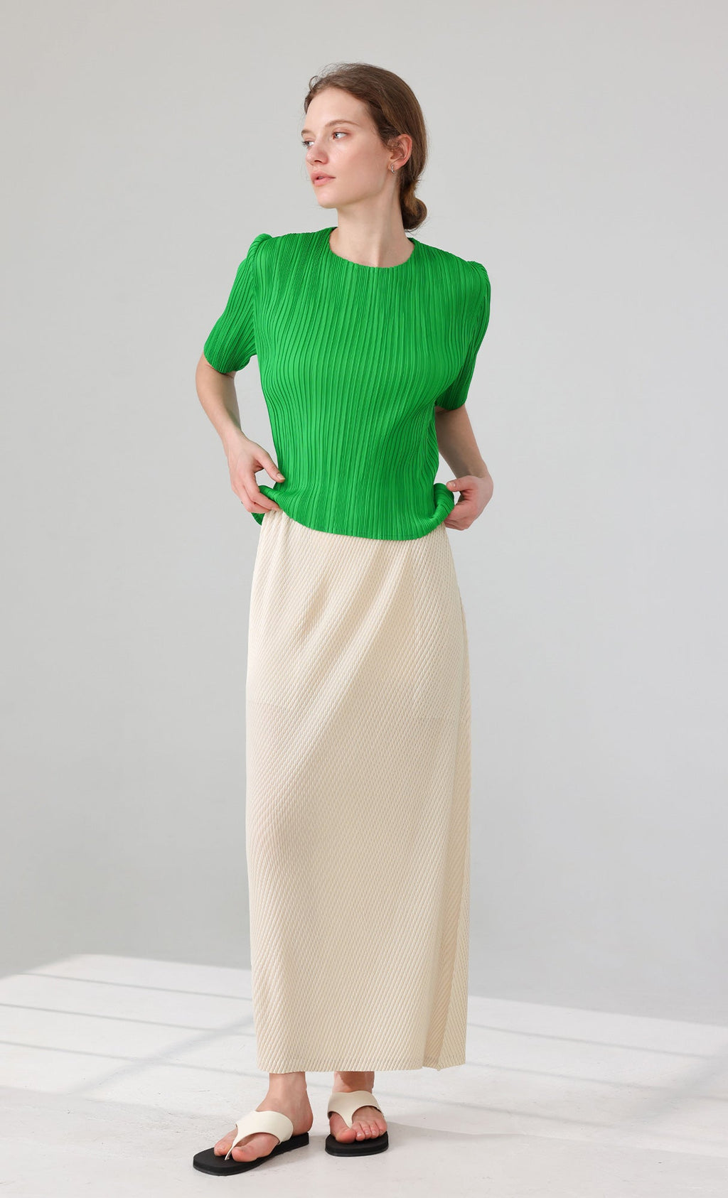 Parky Pleated Top_green