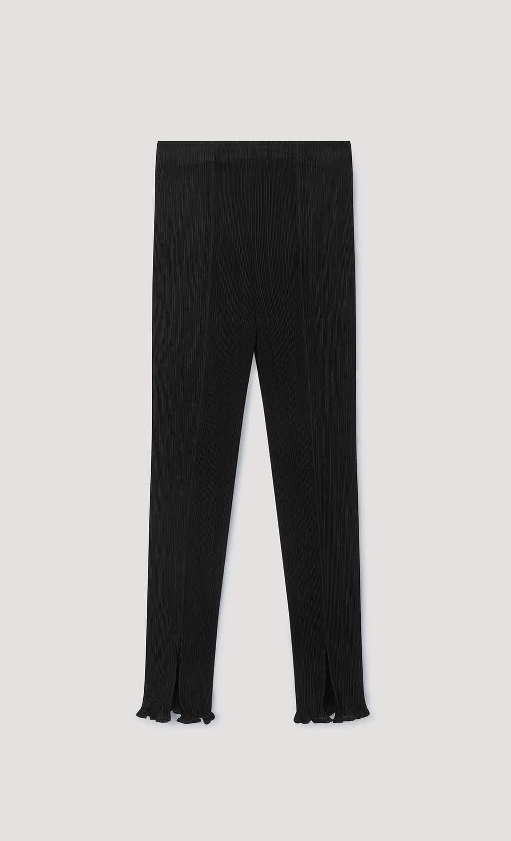 narrow pleated slit pants_black