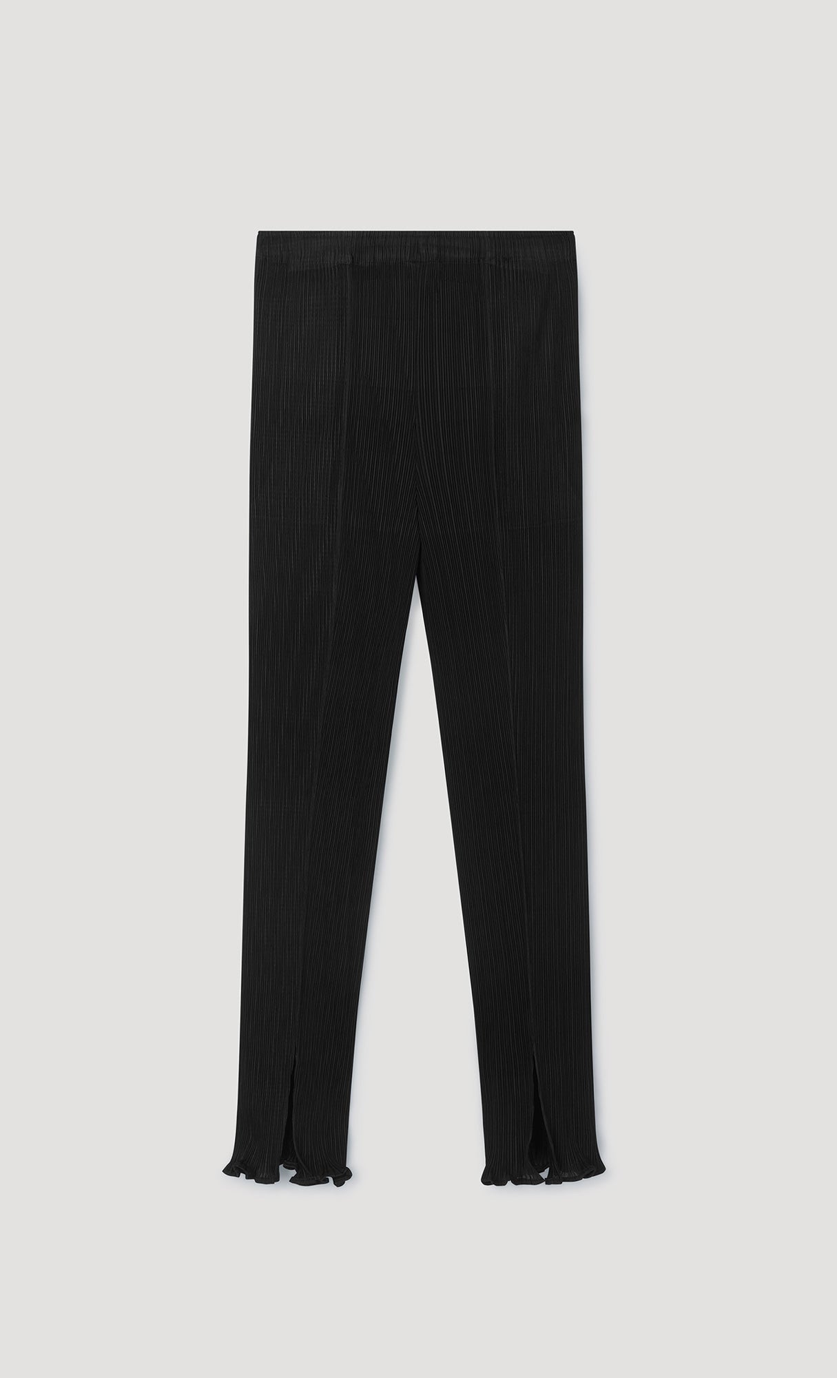 narrow pleated slit pants_black