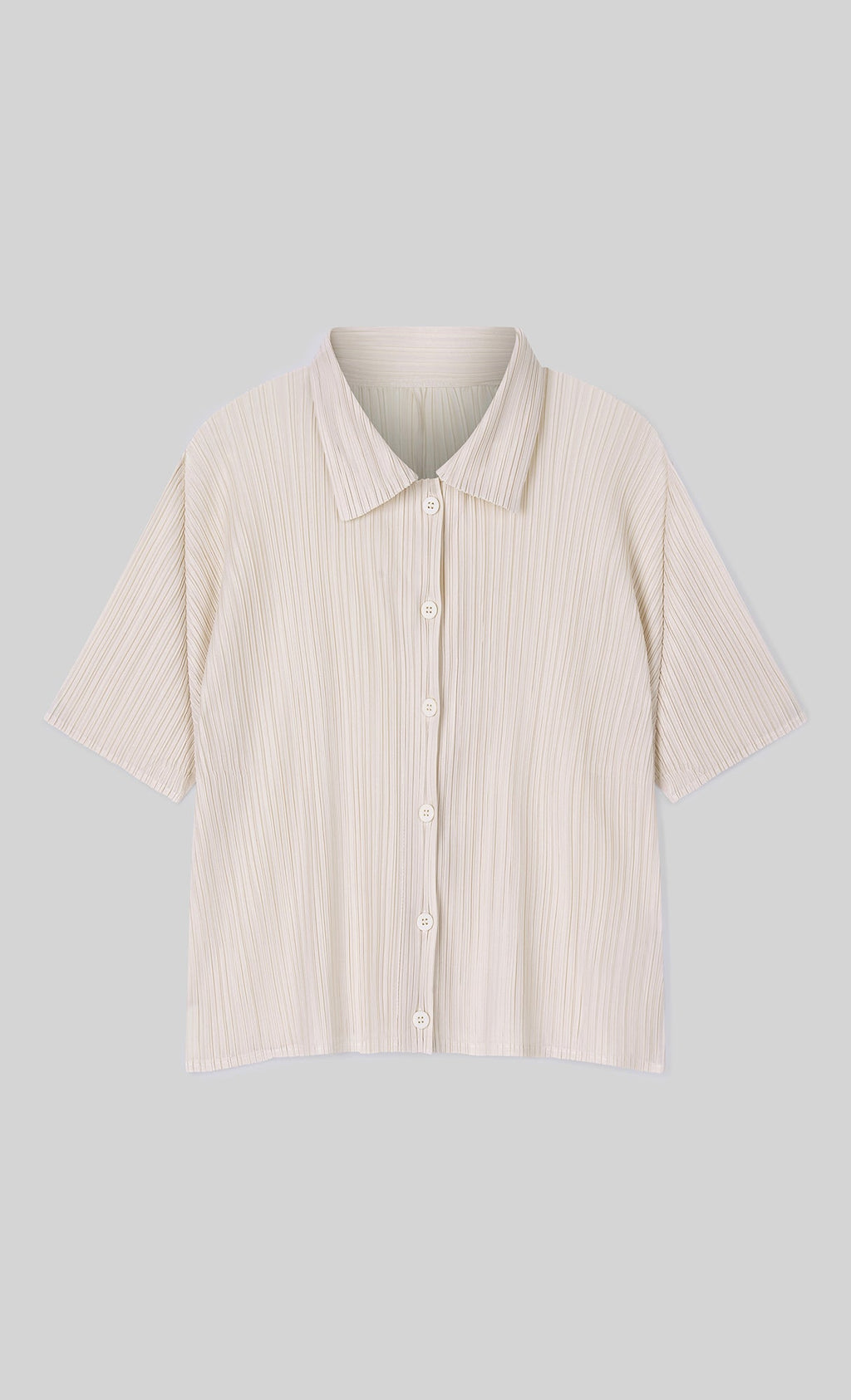Palette collard pleated shirts_ivory