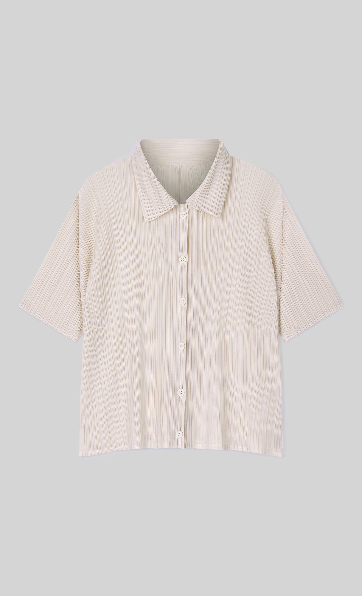 Palette collard pleated shirts_ivory