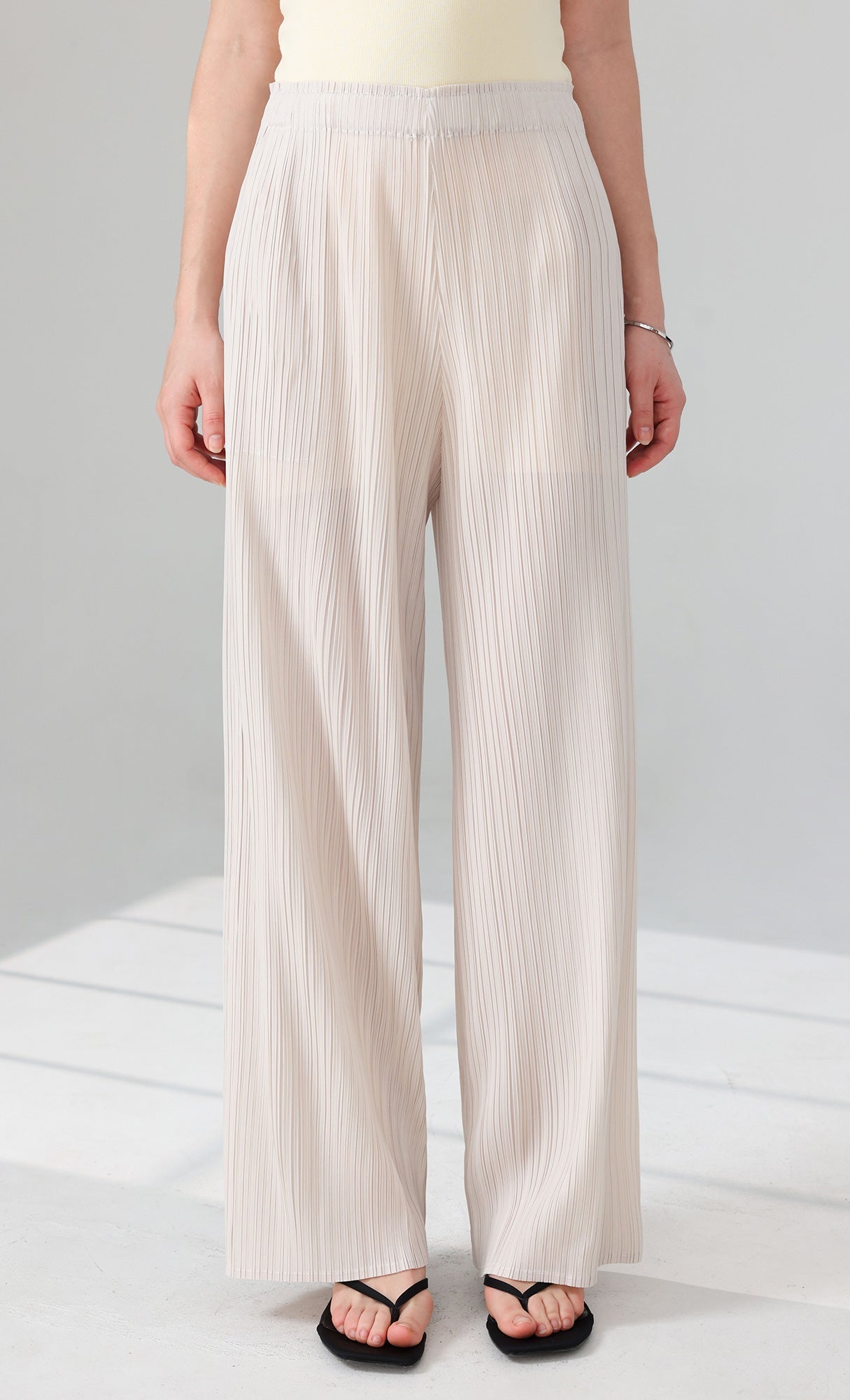 Siny Pleated Layered Wrap Skirt Pants Set_ivory