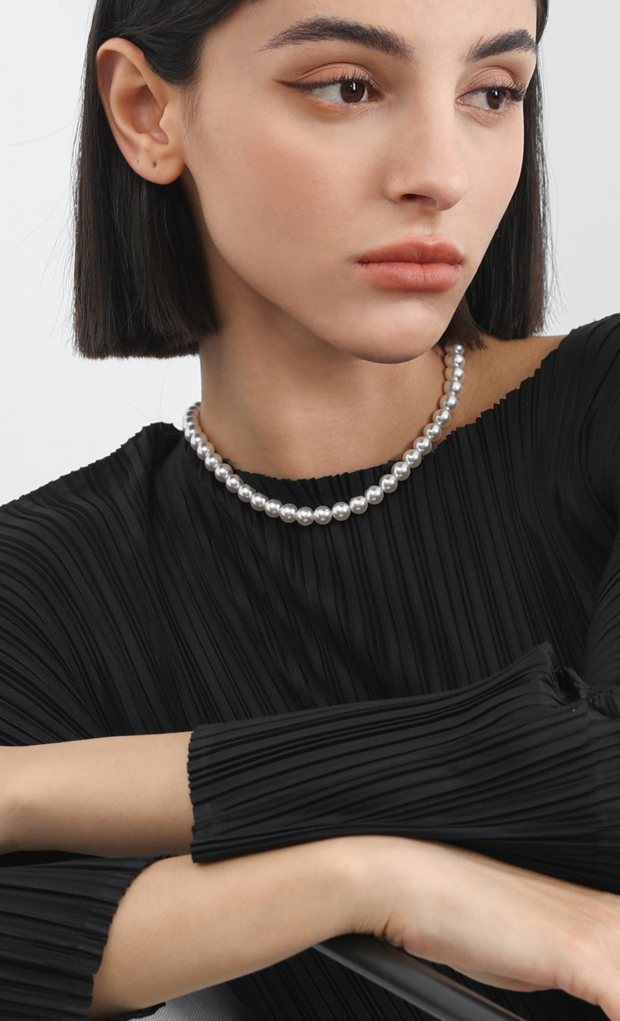 arc pleated dress_black