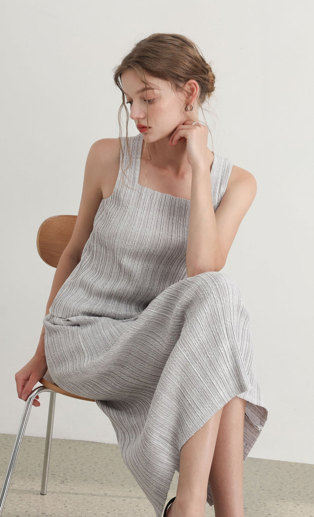 Tweed pleats top_grey