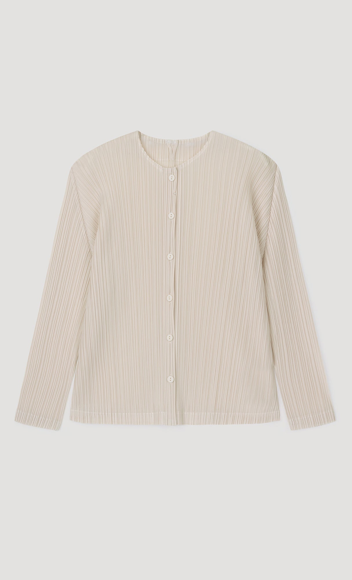 button basic pleated cardigan_beige