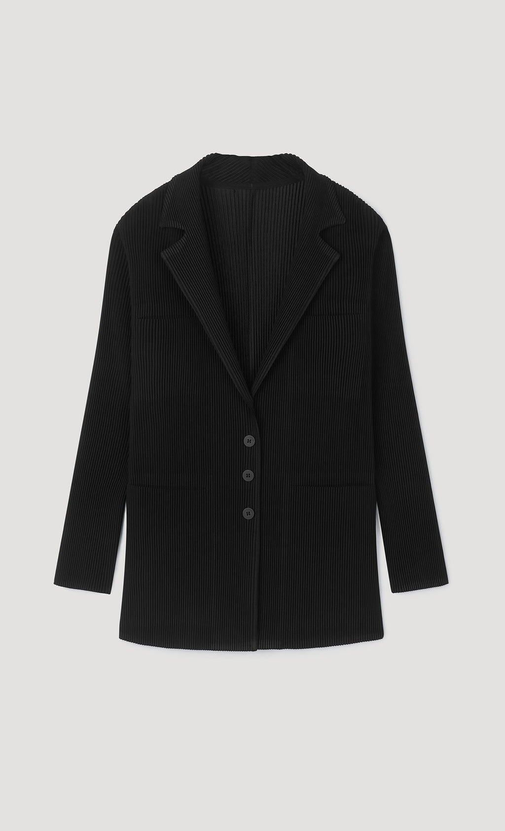 curve pleated set-up jacket_black