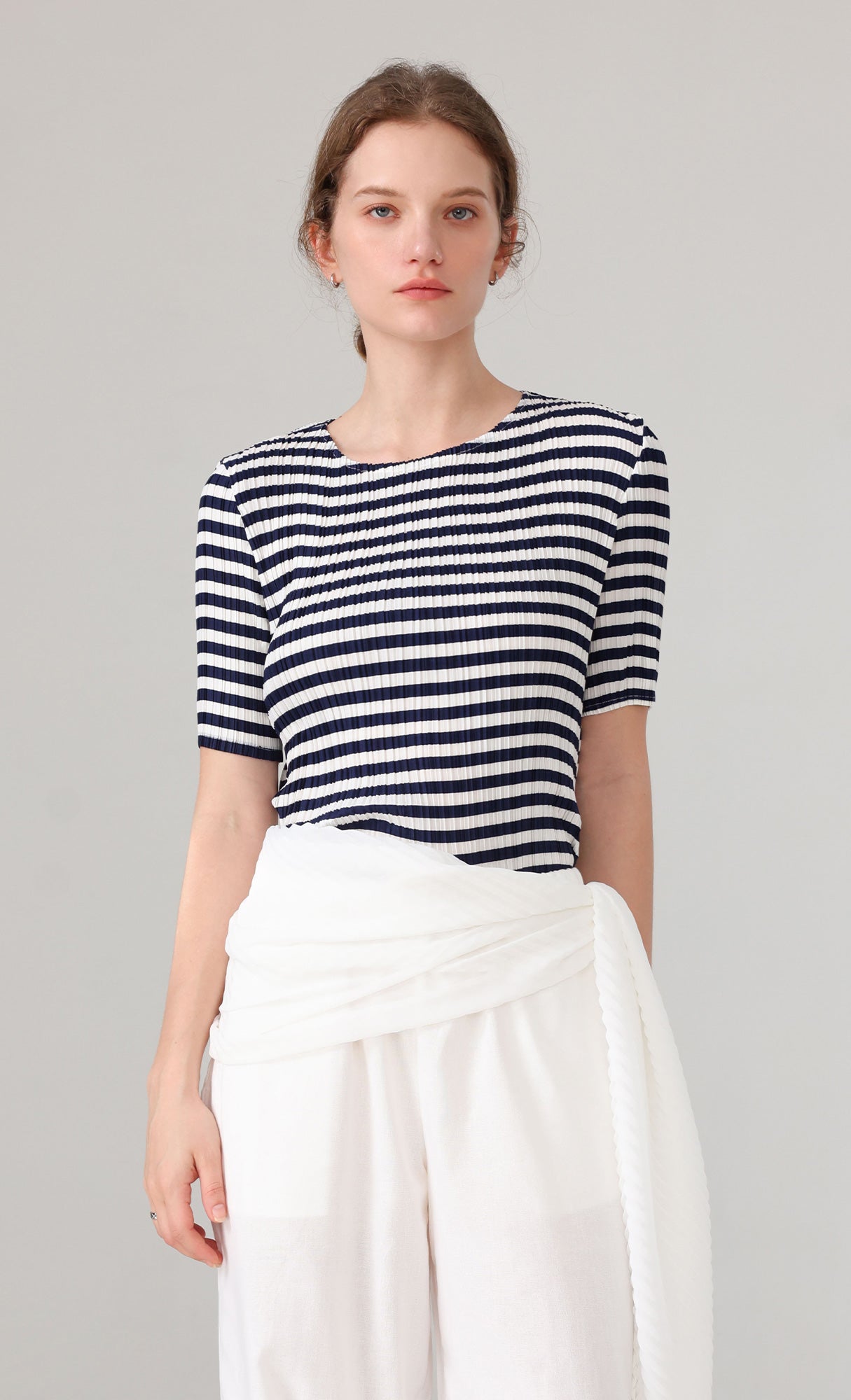 Aven Pleated Scarf_white