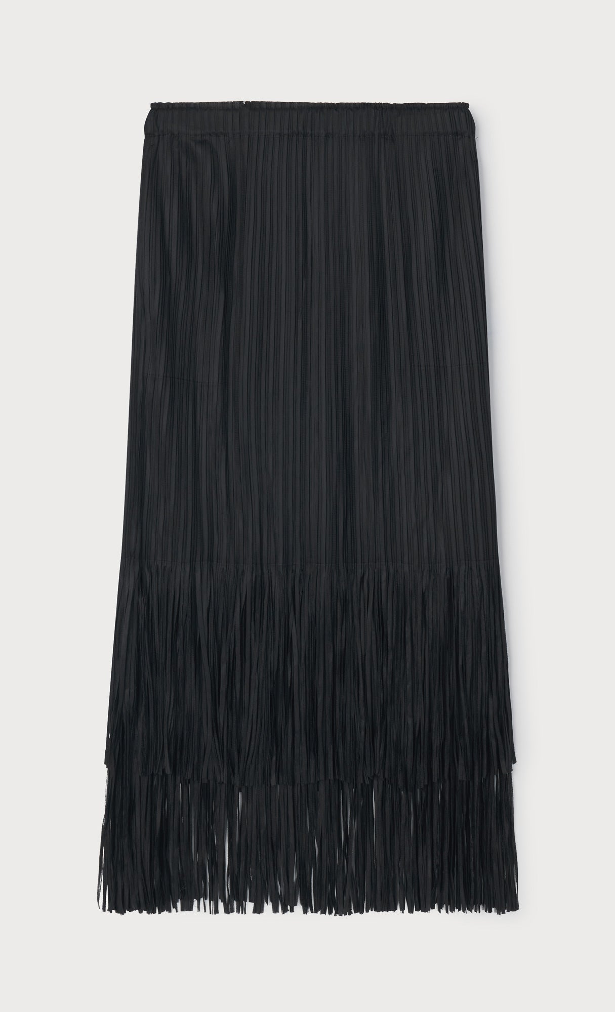 Fringe pleated skirt_black