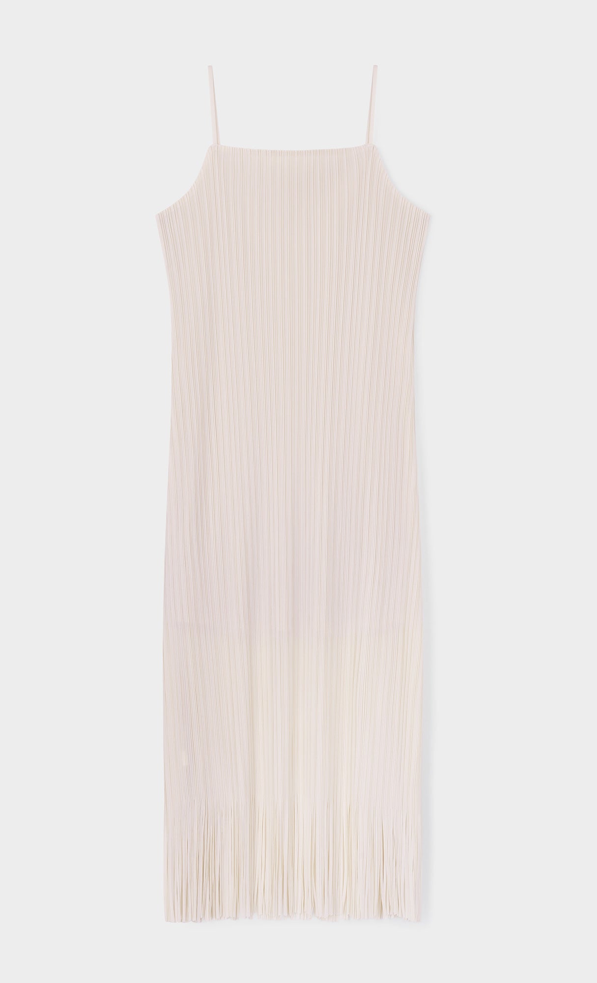 Fringe pleated slip dress_ivory