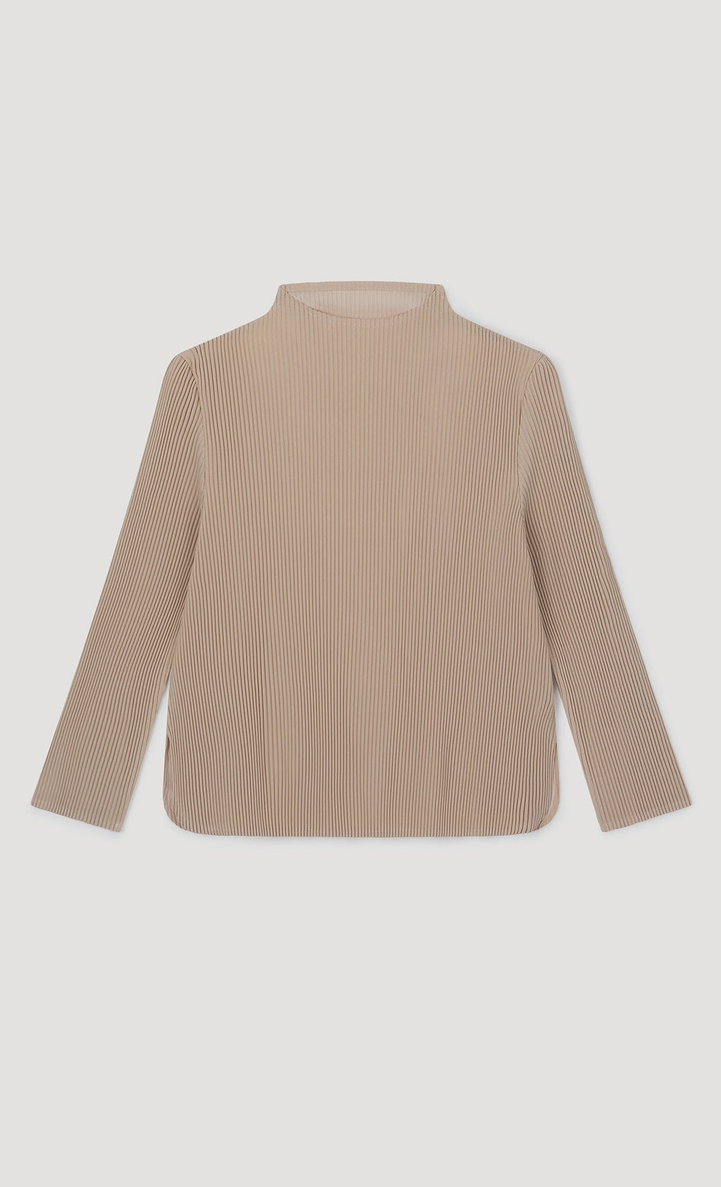 Essential Relaxed Pleated Half-Neck Top_Beige