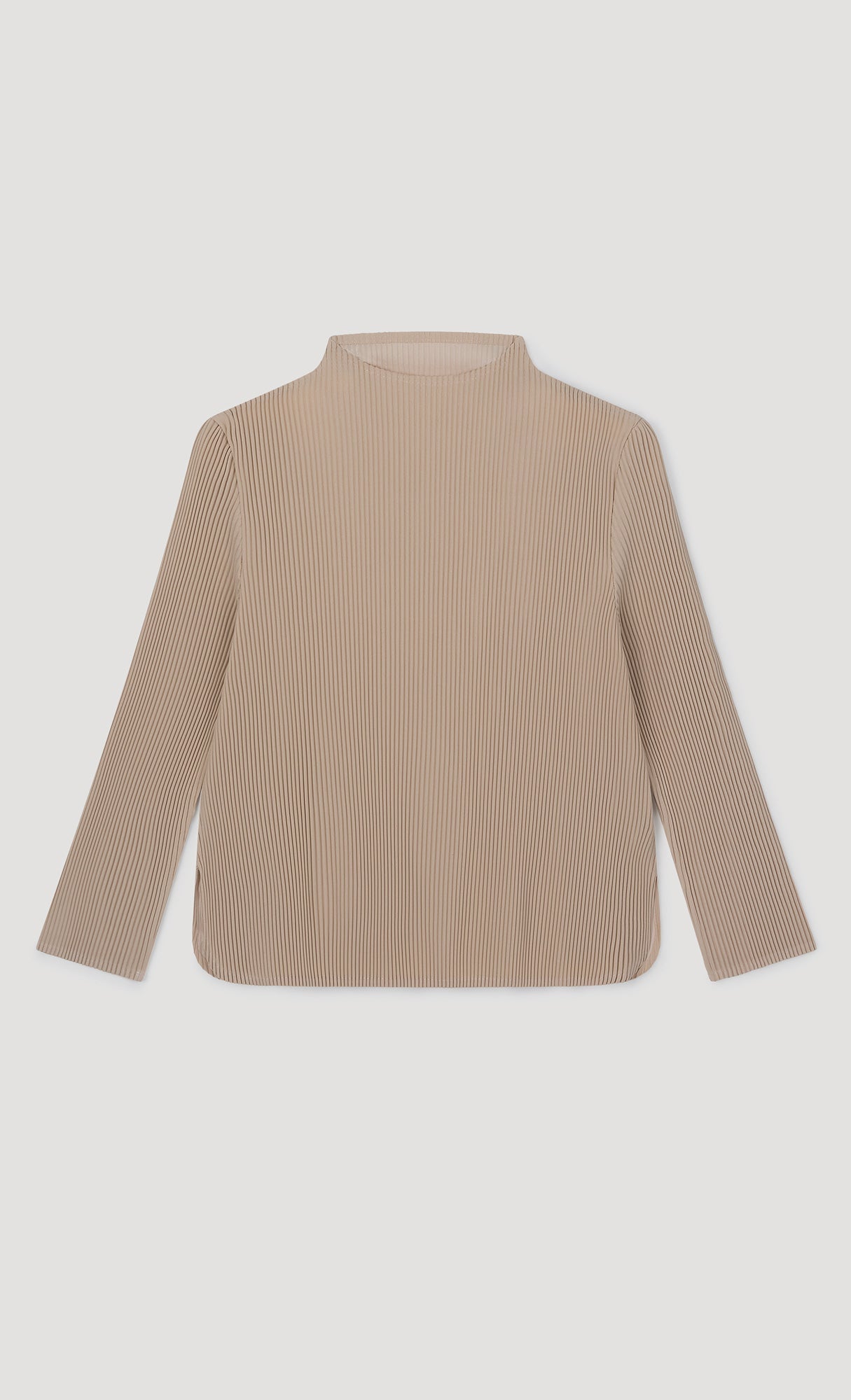 Essential Relaxed Pleated Half-Neck Top_Beige
