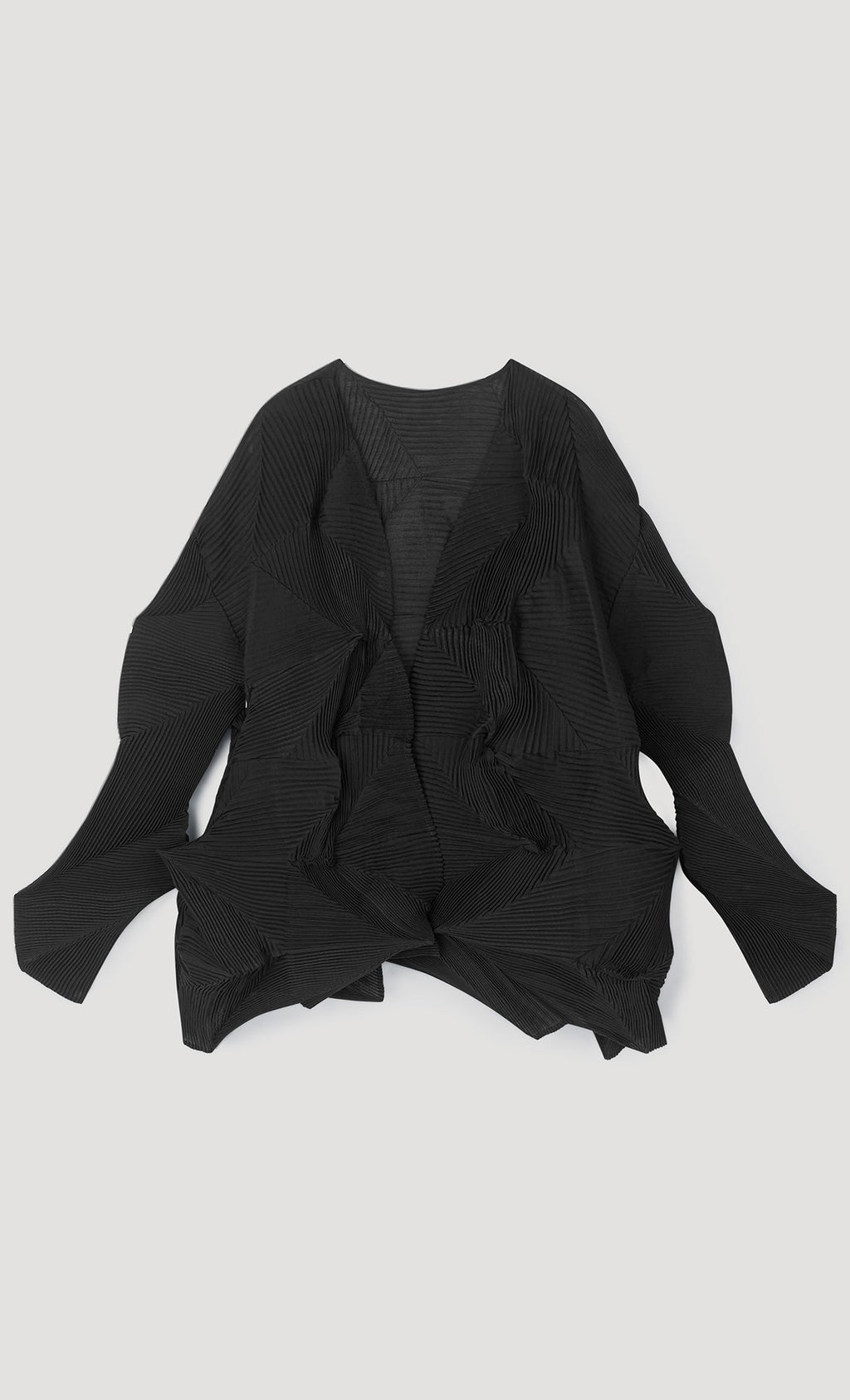 geo pleated jacket cardigan_black
