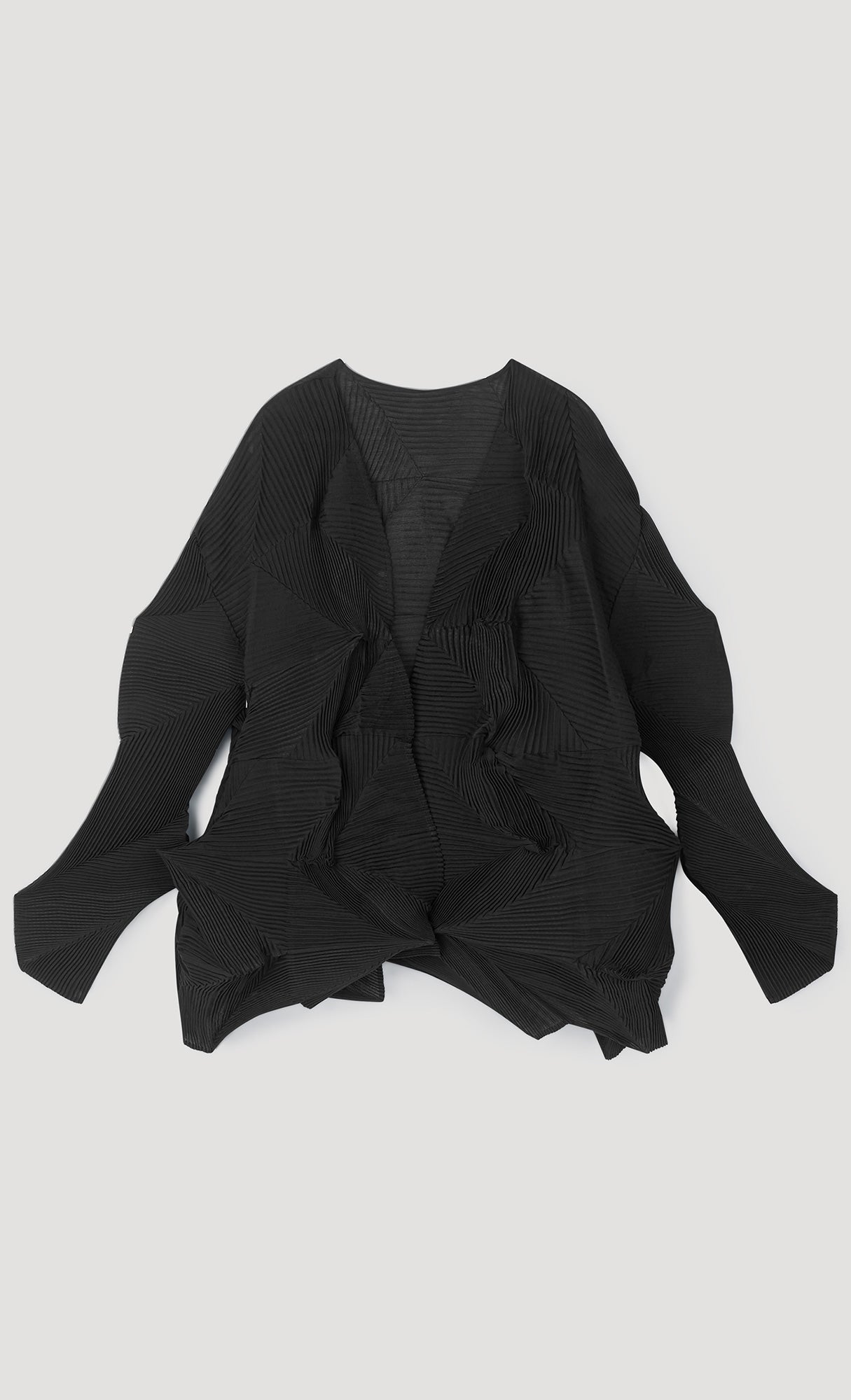 geo pleated jacket cardigan_black