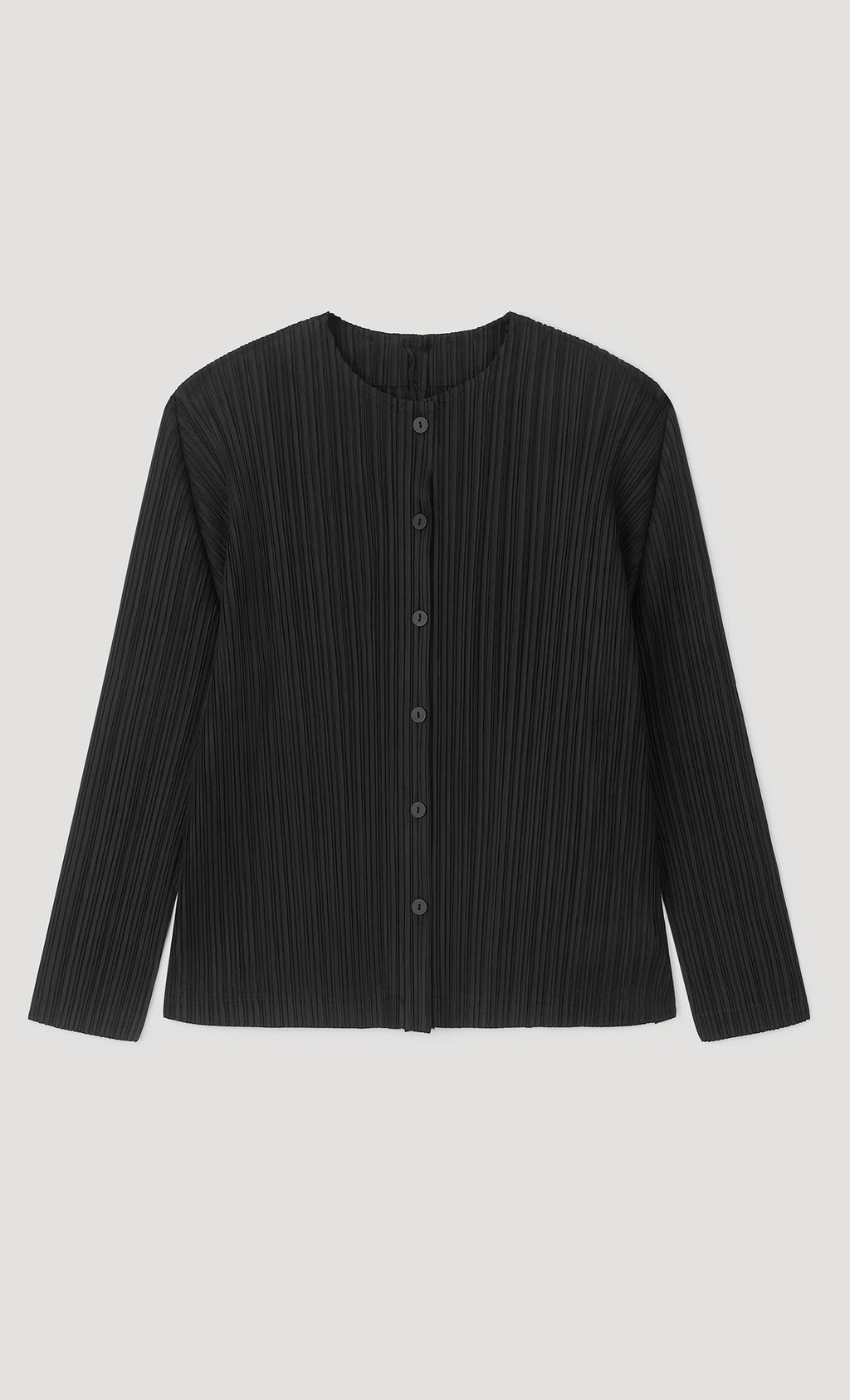 button basic pleated cardigan_black