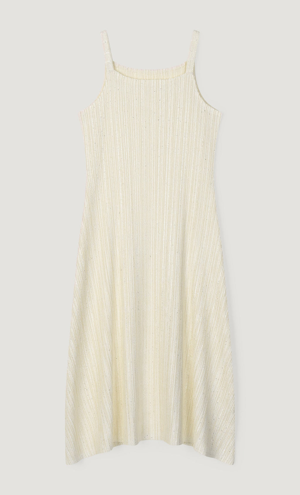 Tweed pleats sleveless flare dress_ivory
