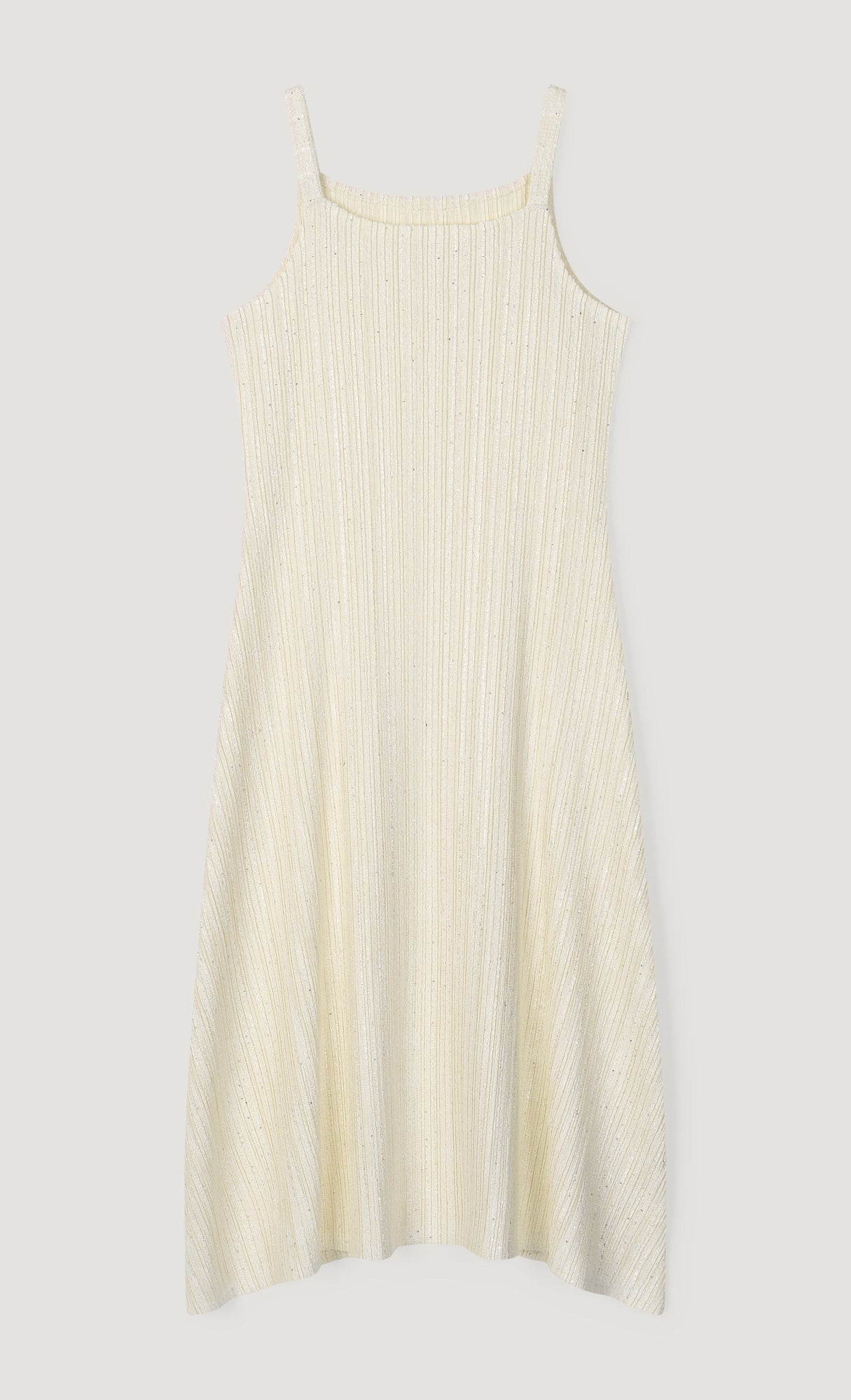 Tweed pleats sleveless flare dress_ivory