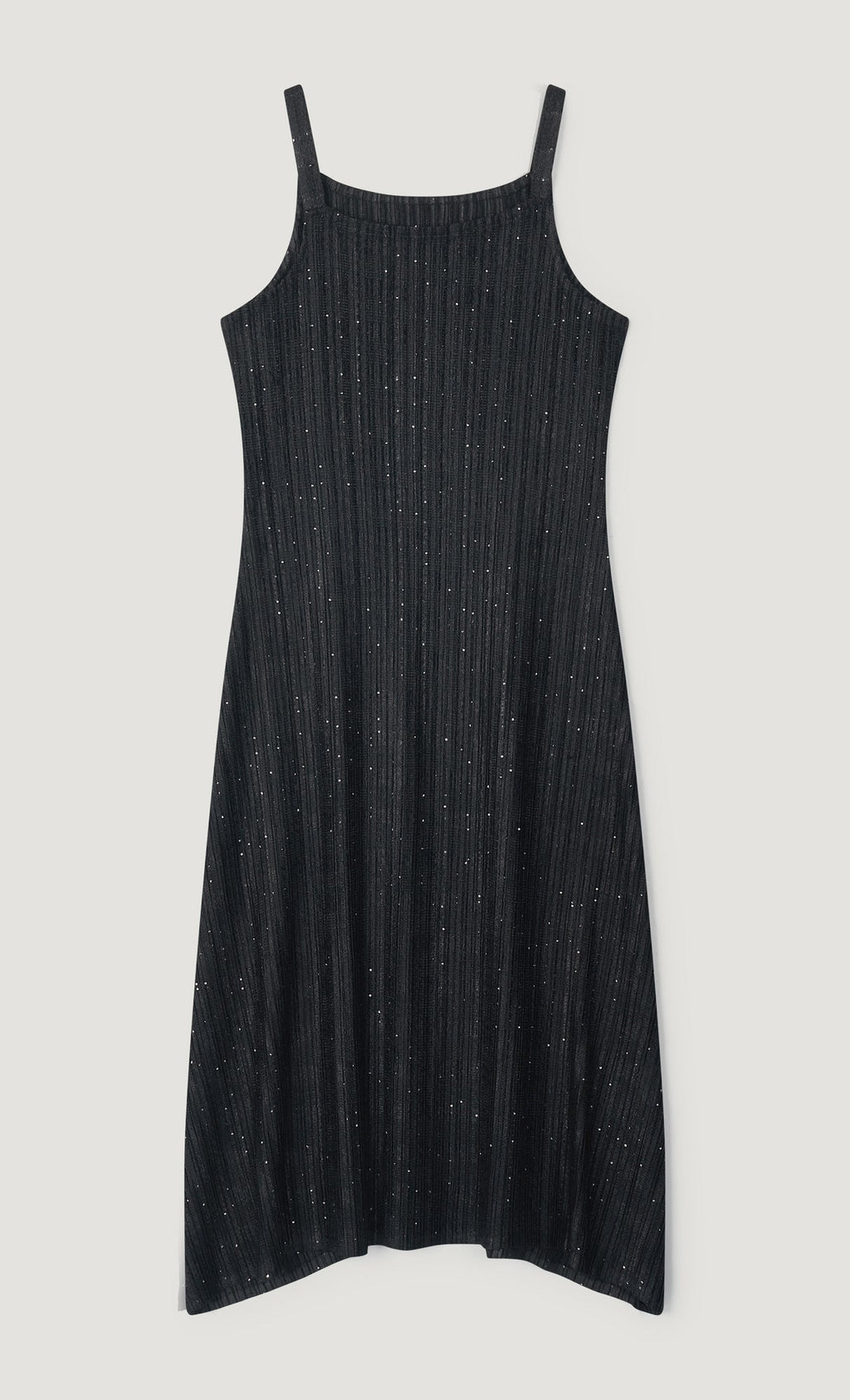 Tweed pleats sleveless flare dress_black