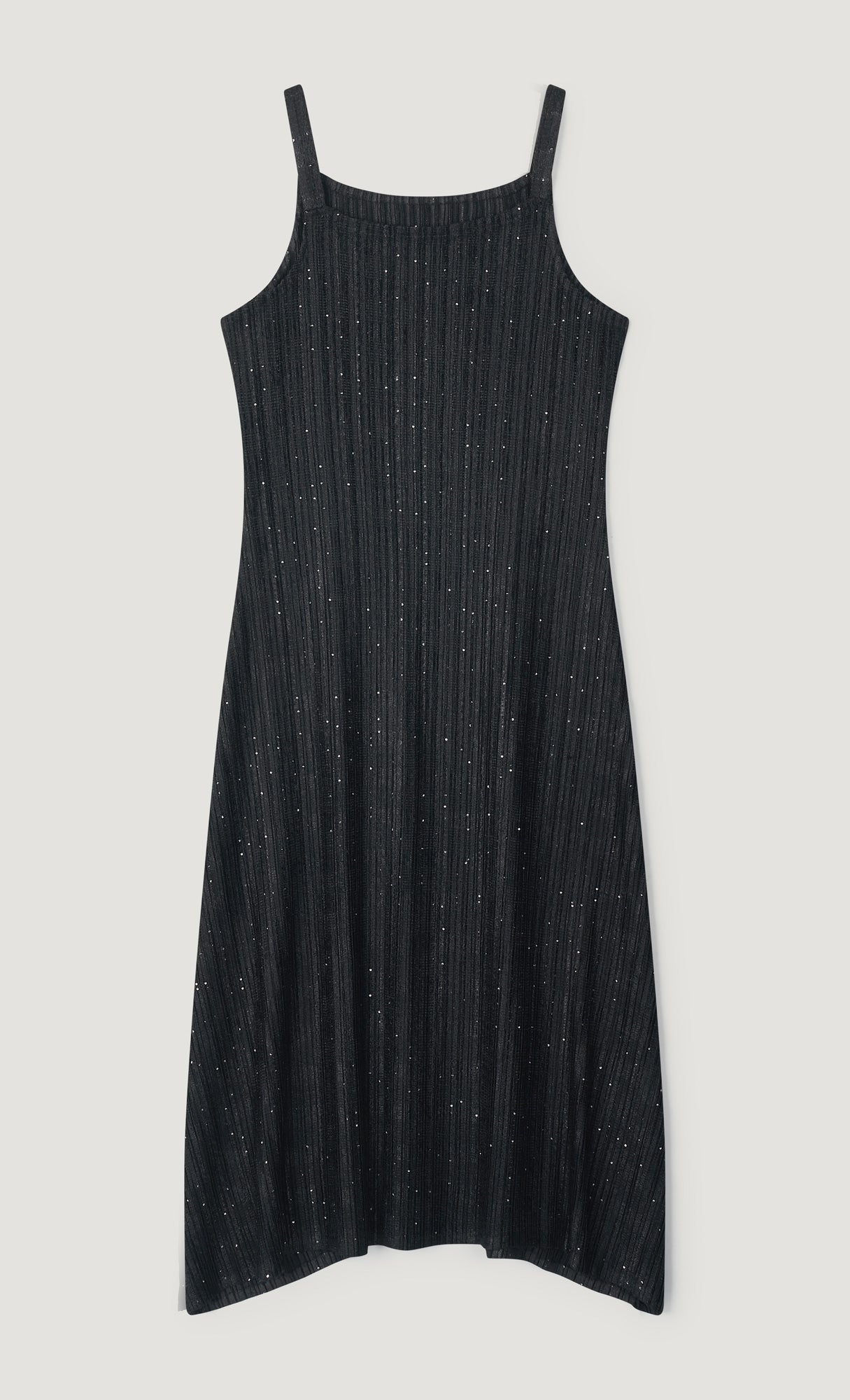 Tweed pleats sleveless flare dress_black