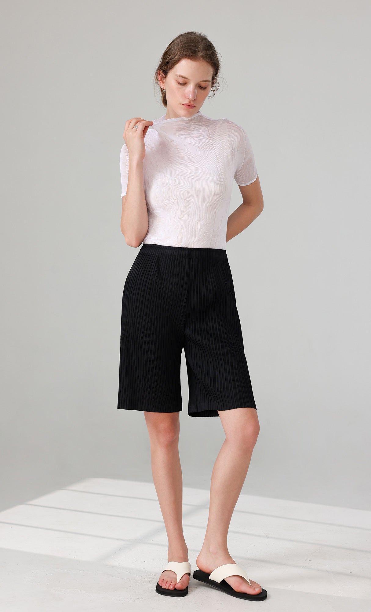 Nuvo Pleated Bermuda Pants_black