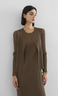 modi pleated cardigan_brown