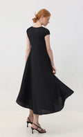 Rosy flare pleated dress_black
