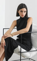 modi half-neck pleated top_black