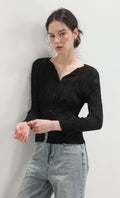 Wane crinkle pleated shirt_black