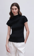 Lao pleated half neck top_black