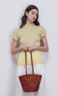 [Pouch SET] Stacy weaving leather shoulder bag_camel