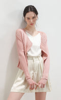 Pia pleated cardigan_pink