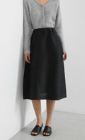 horiz pleated midi skirt_black