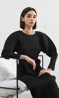 arc pleated dress_black
