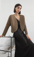 round pleated cardigan_brown