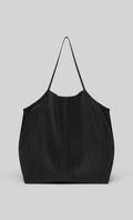 Reversible pleated polka dot tote bag_black