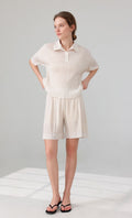 Essen Collard pleated Shirts_ivory