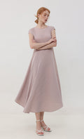 Rosy flare pleated dress_pinkbeige