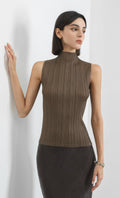 modi half-neck pleated top_brown