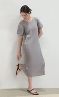 Mira short-sleeve pleated dress_grey