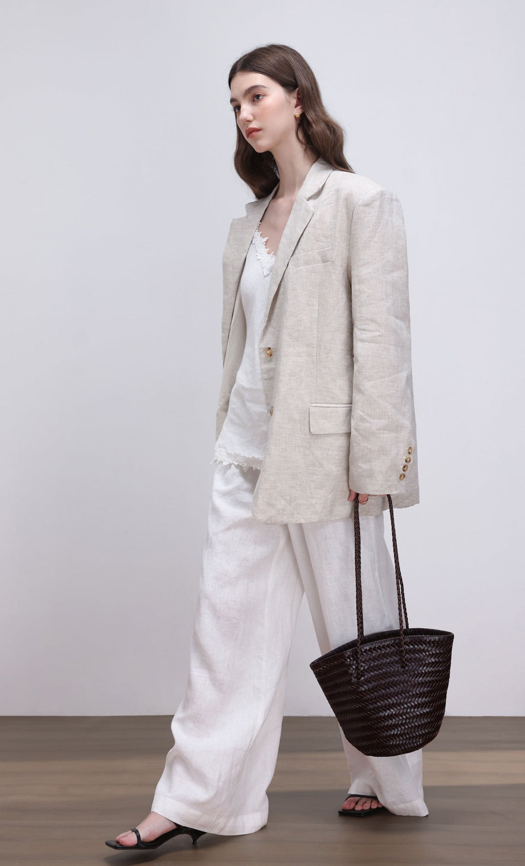 [Pouch SET] Stacy weaving leather shoulder bag_brown