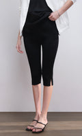 Pleated capri pants_black