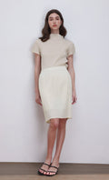 Dara pleated midi skirt_ivory