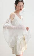 Pleated cape scarf_white