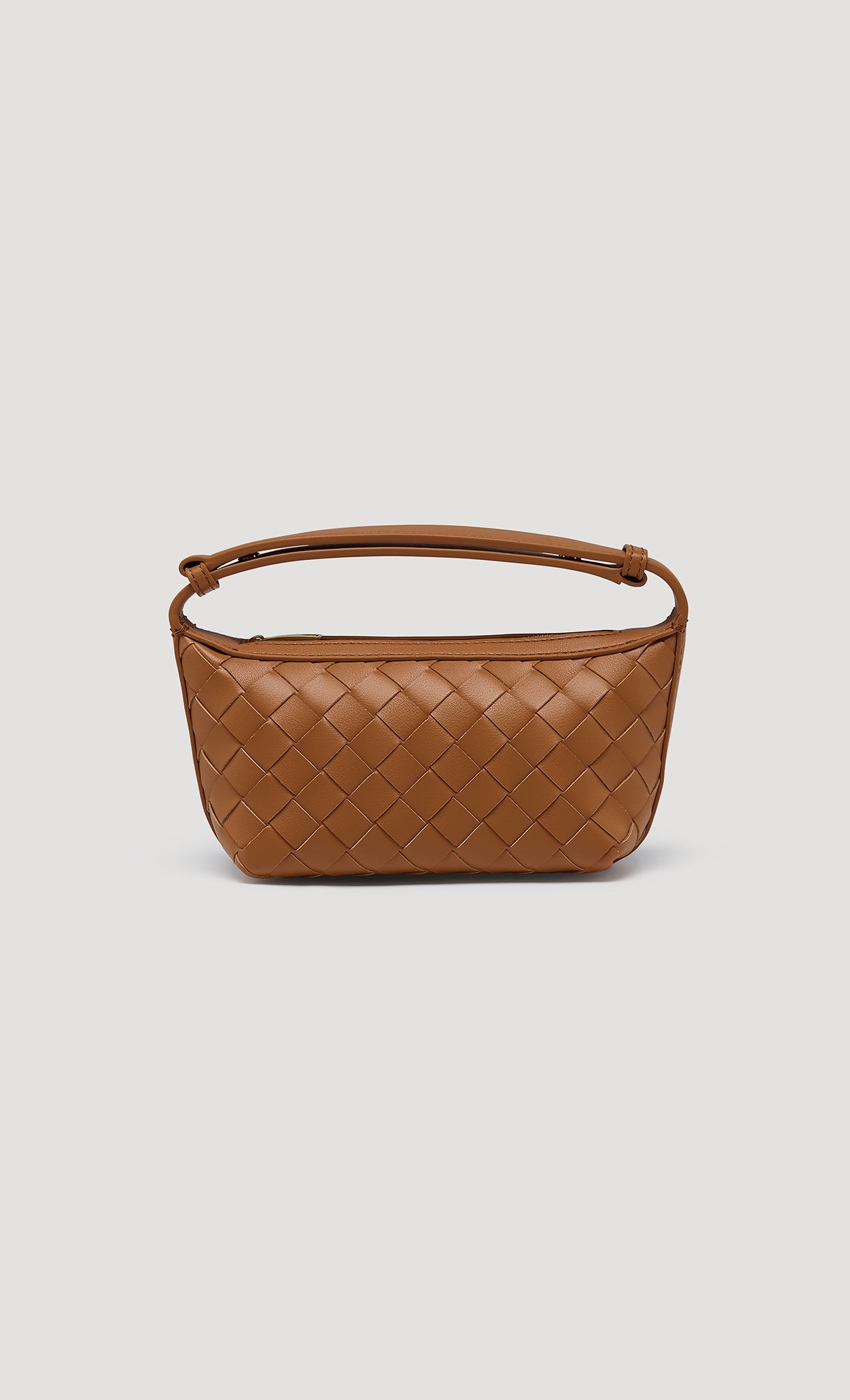 Weaving Leather Mini Hobo Bag_Camel