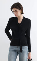 Ribbon Tie Pleated Top_Black