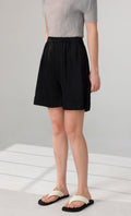 Mono Pleated Half Pants_black