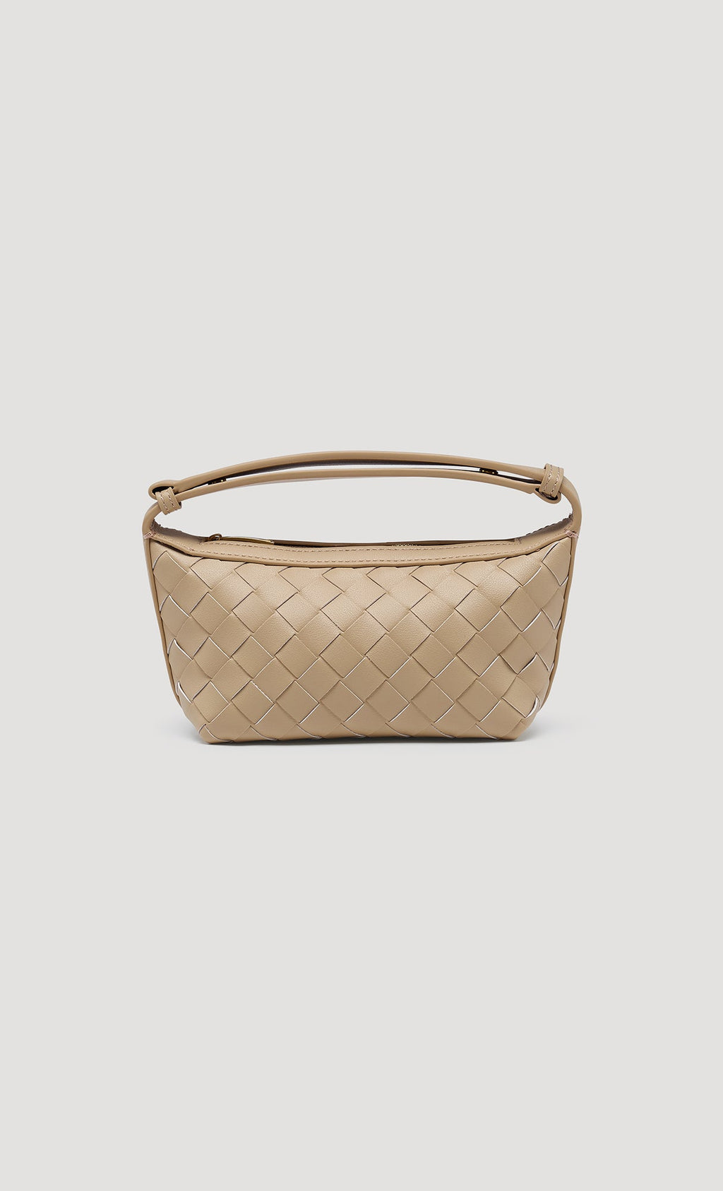 Weaved Leather Mini Hobo Bag_Beige