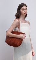 [Pouch SET] Kevin weaving leather shoulder bag_camel