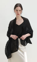 Pleated cape scarf_black